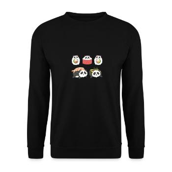 Panda Sushi Hug Cute Animal Maki Lover Funny Food - Unisex Pullover - Schwarz - Vorne - Alina (178cm) & Michal (187cm)