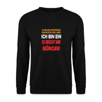 Ich bin ein es reicht mir Bürger - Unisex Pullover - Schwarz - Vorne - Alina (178cm) & Michal (187cm)