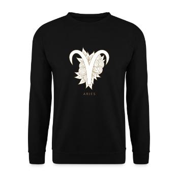 Aries Widder Sternzeichen Astrology - Unisex Pullover - Schwarz - Vorne - Alina (178cm) & Michal (187cm)