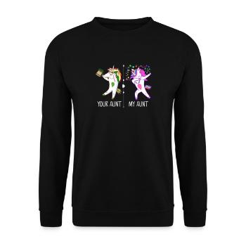 Funny Dabbing Aunt Unicorn - Unisex Sweatshirt - black - Front - Alina (178cm) & Michal (187cm)