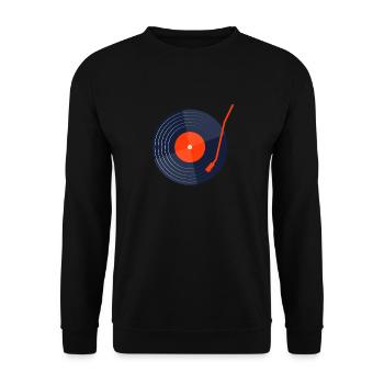 Retro Vinyl Vintage Schallplatte - Unisex Pullover - Schwarz - Vorne - Alina (178cm) & Michal (187cm)