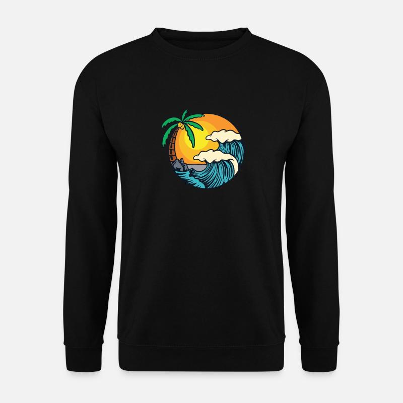 Strand Insel Wellen Palmen - Unisex Pullover - Schwarz