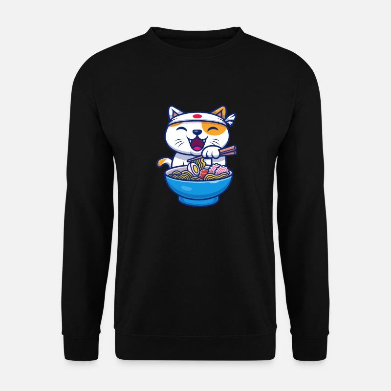 Ramen Katze Kawaii Anime Ramen - Unisex Pullover - Schwarz
