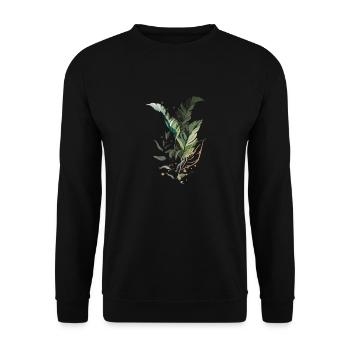 Tropische Blätter Abbildung - Unisex Pullover - Schwarz - Vorne - Alina (178cm) & Michal (187cm)