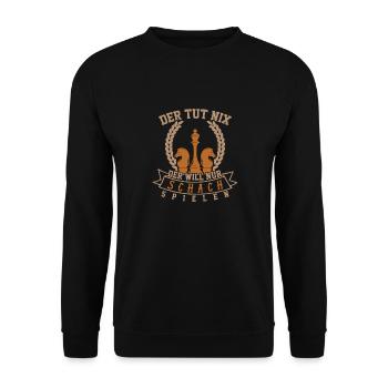 Er will nur Schach spielen - Unisex Pullover - Schwarz - Vorne - Alina (178cm) & Michal (187cm)