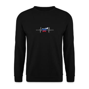 Slowenien Slovenia Herzschlag EKG Vintage Flagge - Unisex Pullover - Schwarz - Vorne - Alina (178cm) & Michal (187cm)