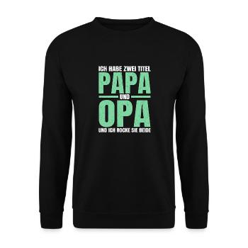 papa-opa - Unisex Pullover - Schwarz - Vorne - Alina (178cm) & Michal (187cm)