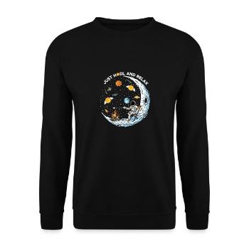 BTC Bitcoin HODL and RELAX Lune Astronaute - Sweat-shirt Unisexe - noir - Devant - Alina (178cm) & Michal (187cm)
