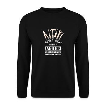 Funny Caretaker School Janitor Caretaker - Unisex Sweatshirt - black - Front - Alina (178cm) & Michal (187cm)