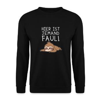 Faultier Lustig - Unisex Pullover - Schwarz - Vorne - Alina (178cm) & Michal (187cm)