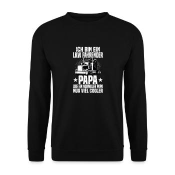 LKW Fahrer Papa Fernfahrer Spedition Geschenk - Unisex Pullover - Schwarz - Vorne - Alina (178cm) & Michal (187cm)
