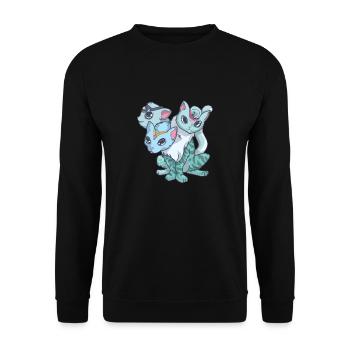 Kawaii Pastel Goth Creepy Cute 3 Headed Cat - Unisex Sweatshirt - black - Front - Alina (178cm) & Michal (187cm)