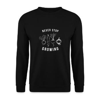 Never stop growing jardin cadeau - Sweat-shirt Unisexe - noir - Devant - Alina (178cm) & Michal (187cm)