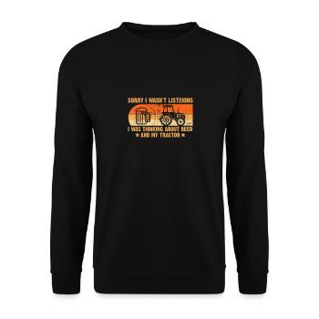 Tractor Beer Trecker Saying Farmer Gift - Unisex Sweatshirt - black - Front - Alina (178cm) & Michal (187cm)