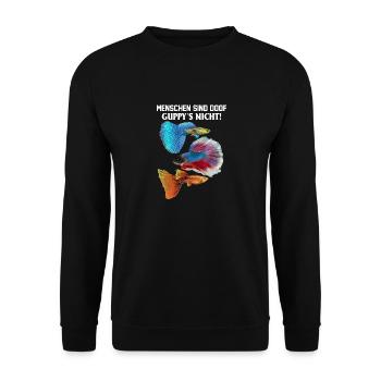 Menschen Aquarium Guppy - Unisex Pullover - Schwarz - Vorne - Alina (178cm) & Michal (187cm)