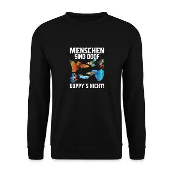 Menschen Fische Guppy Aquarium - Unisex Pullover - Schwarz - Vorne - Alina (178cm) & Michal (187cm)