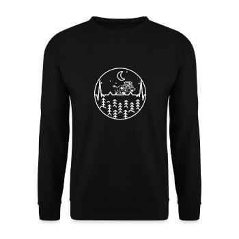 Wohnmobil Love Camping Herzschlag - Unisex Pullover - Schwarz - Vorne - Alina (178cm) & Michal (187cm)