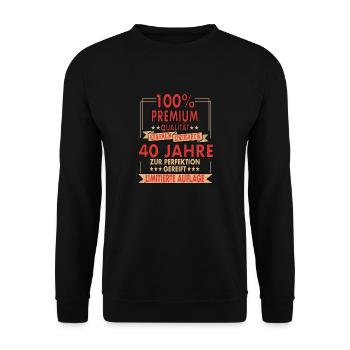 40. Geburtstag Geschenk Geburtstagsfeier - Unisex Pullover - Schwarz - Vorne - Alina (178cm) & Michal (187cm)