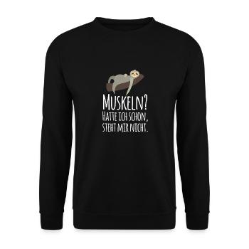 Faultier Sportmuffel Untrainiert Müde Schlafen - Unisex Pullover - Schwarz - Vorne - Alina (178cm) & Michal (187cm)