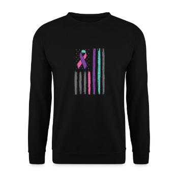 Thyroid cancer ribbon us flag thyroid cancer - Unisex Sweatshirt - black - Front - Alina (178cm) & Michal (187cm)