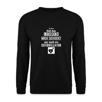 Lehrer defibrillator Geschenk Schule Professor - Unisex Pullover - Schwarz - Vorne - Alina (178cm) & Michal (187cm)