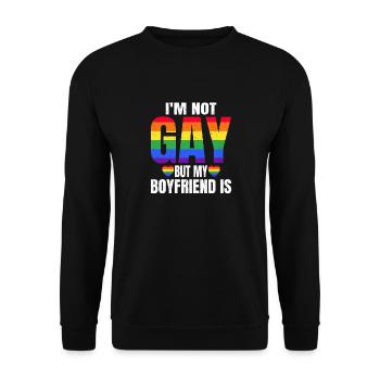 Ich bin nicht schwul, mein Freund ist es - Unisex Pullover - Schwarz - Vorne - Alina (178cm) & Michal (187cm)