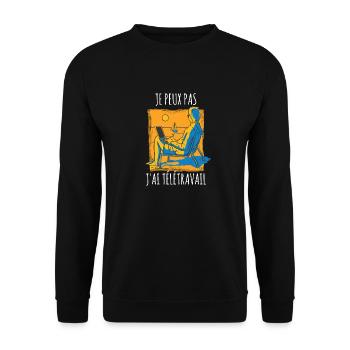 Je peux pas j'ai télétravail - Sweat-shirt Unisexe - noir - Devant - Alina (178cm) & Michal (187cm)