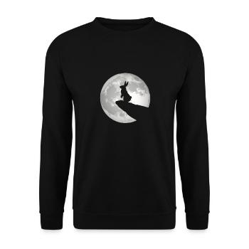 Beau lapin lapin Kanickel dans le cadeau de lumière de lune - Sweat-shirt Unisexe - noir - Devant - Alina (178cm) & Michal (187cm)