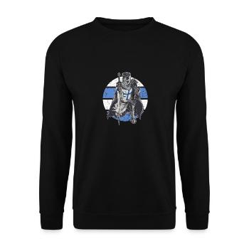 Knight Blue White Templar Order of Middle Ages Armor - Unisex Sweatshirt - black - Front - Alina (178cm) & Michal (187cm)