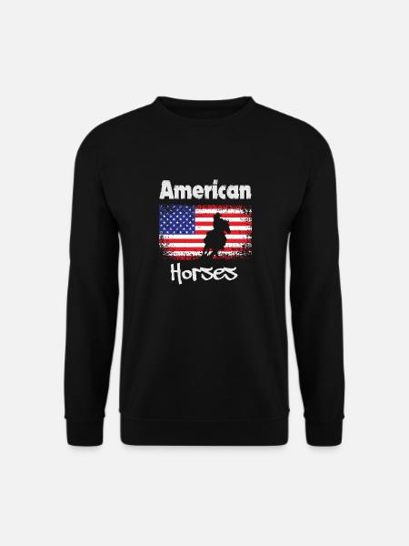Chevaux américains, cheval avec pavillon des États-Unis - Sweat-shirt Unisexe - noir