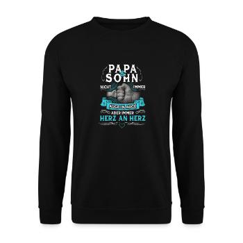 Papa Und Sohn Partnerlook Vater Vatertag Geschenk - Unisex Pullover - Schwarz - Vorne - Alina (178cm) & Michal (187cm)