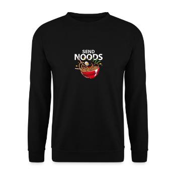 Send NOODS Ramen Shirt, Ramen Noodle Shirt, Noodle - Unisex Pullover - Schwarz - Vorne - Alina (178cm) & Michal (187cm)