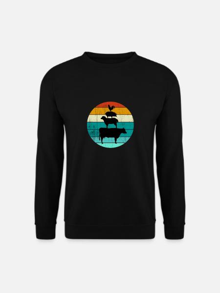 Animaux de ferme empilés Retro Sunset Vintage Farmer - Sweat-shirt Unisexe - noir
