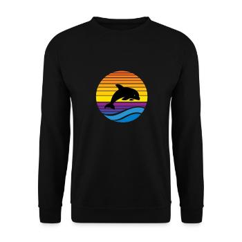 Vintage Dolphin Sunset Retro Sun Beach Wave - Sweat-shirt Unisexe - noir - Devant - Alina (178cm) & Michal (187cm)