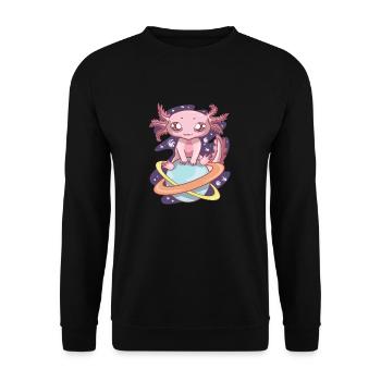 Space Axolotl Kawaii Pastel Goth, Japan Anime - Unisex Sweatshirt - black - Front - Alina (178cm) & Michal (187cm)