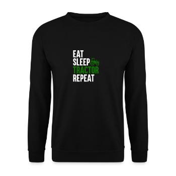 Tracteur Eat Sleep Repeat Rétro Rengaine pour l’agriculteur - Sweat-shirt Unisexe - noir - Devant - Alina (178cm) & Michal (187cm)