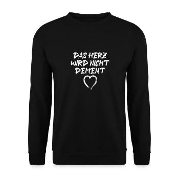 Das Herz wird nicht dement - Unisex Pullover - Schwarz - Vorne - Alina (178cm) & Michal (187cm)