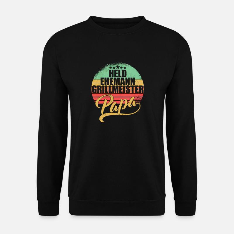 Held Ehemann Grillmeister Papa Vintage Retro Gift - Unisex Pullover - Schwarz