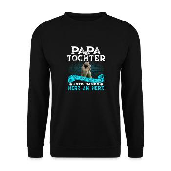 Papa Vater Sohn Tochter Mama Idee Geschenk Spruch - Unisex Pullover - Schwarz - Vorne - Alina (178cm) & Michal (187cm)
