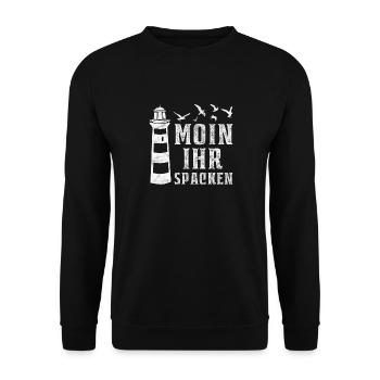 Moin Ihr Spacken - Unisex Pullover - Schwarz - Vorne - Alina (178cm) & Michal (187cm)