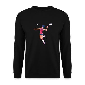 Badminton Shirt, Badminton Player, Badminton Gift, - Unisex Sweatshirt - black - Front - Alina (178cm) & Michal (187cm)