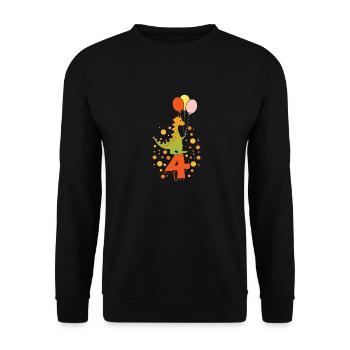 Dino 4 anniversaire - Sweat-shirt Unisexe - noir - Devant - Alina (178cm) & Michal (187cm)