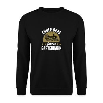 Modelleisenbahn Dampflok Opa Spur Rente Ruhestand - Unisex Pullover - Schwarz - Vorne - Alina (178cm) & Michal (187cm)