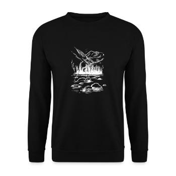 Carpe ForelleFisch Geschenk für Die Fischer Vati - Unisex Pullover - Schwarz - Vorne - Alina (178cm) & Michal (187cm)