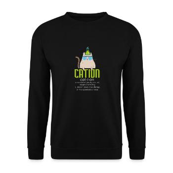 Cation Science Cat Pawsitive Chemistry Teacher - Unisex Sweatshirt - black - Front - Alina (178cm) & Michal (187cm)