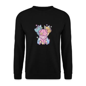 Kawaii Pastel Goth Voodoo Doll Cute Creepy 3 - Unisex Pullover - Schwarz - Vorne - Alina (178cm) & Michal (187cm)