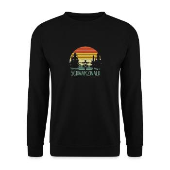 Schwarzwald Wandern Motorrad Wald Geschenkidee - Unisex Pullover - Schwarz - Vorne - Alina (178cm) & Michal (187cm)