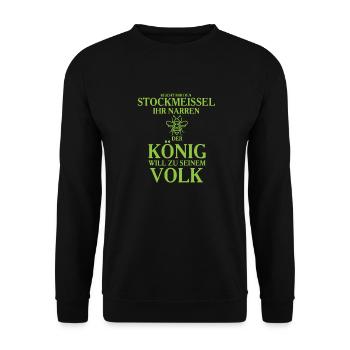 Stockmeissel könig volk Geschenk Biene Imker Honig - Unisex Pullover - Schwarz - Vorne - Alina (178cm) & Michal (187cm)