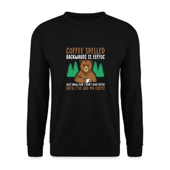 Funny Coffee Spelled Backwards Is Eeffoc - Unisex Sweatshirt - black - Front - Alina (178cm) & Michal (187cm)