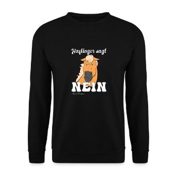 Haflinger sagt Nein schlechte Laune Pferd lustiges - Unisex Pullover - Schwarz - Vorne - Alina (178cm) & Michal (187cm)